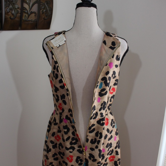 Kate Spade, Bette Leopard Bow Cocktail dress Sleeveless Taffeta Pockets - Picture 8 of 12